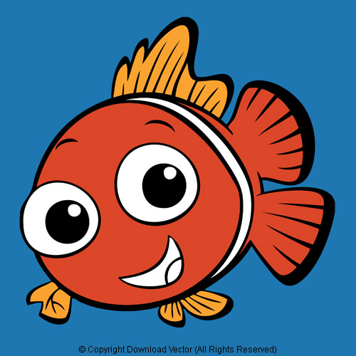 Clownfish cartoon orange clown fish vector clipart download