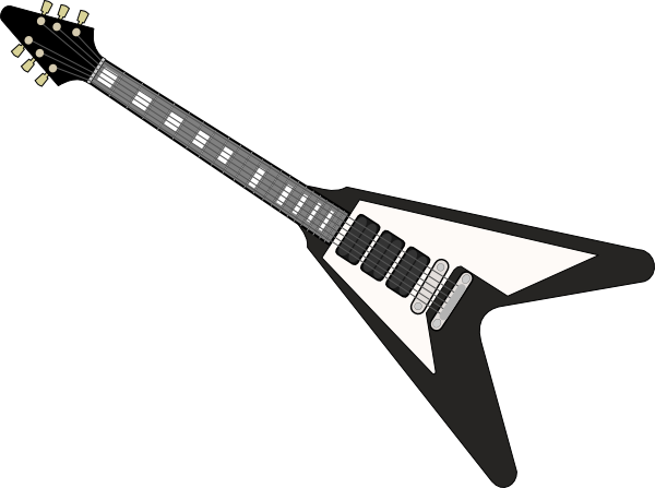 Guitar  black and white cartoon guitar clipart