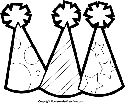 Hat  black and white new year party hat black and white clipart