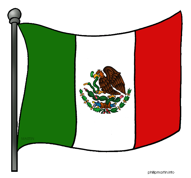 Mexican flag black and white clipart