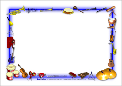 Musical borders musical instruments themed a4 page borders sb6 sparkle