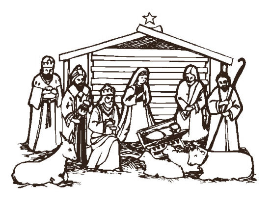 Nativity  black and white black and white christmas nativity clipart