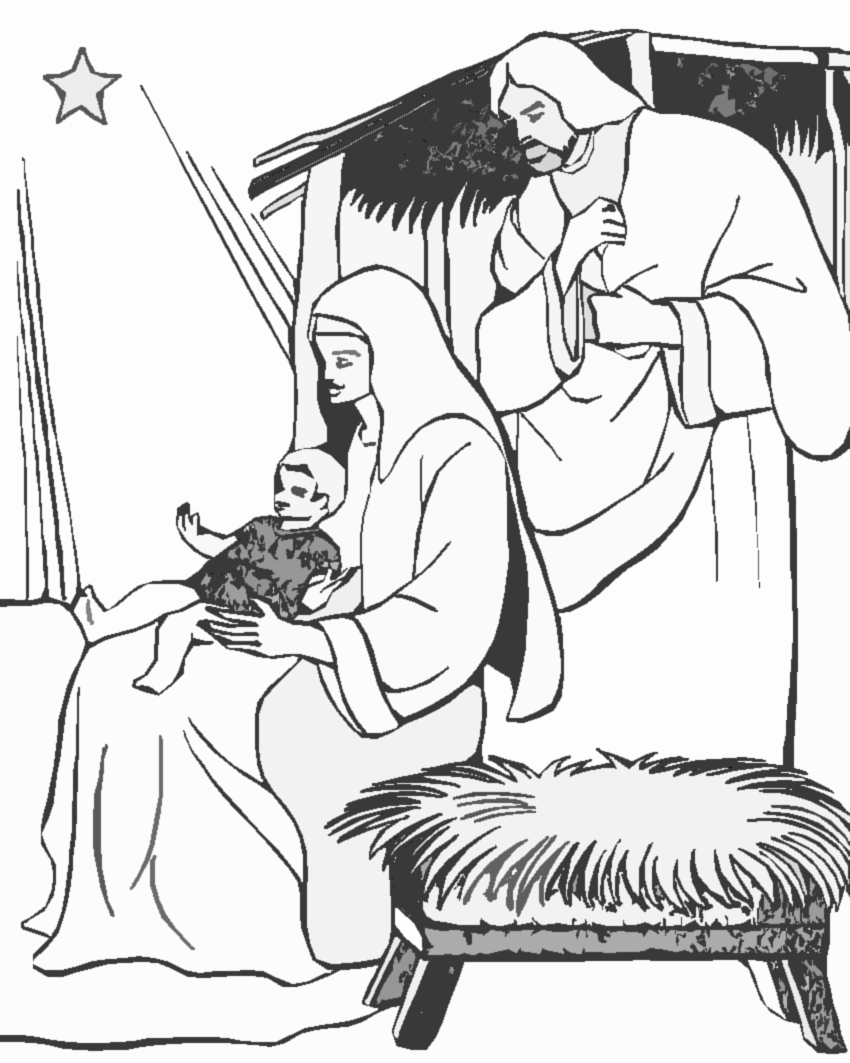 Nativity  black and white christian christmas black and white clipart