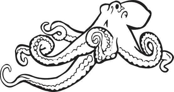Octopus  black and white book octopus black white line art hunky dory svg clipart
