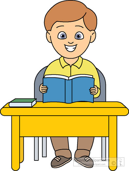 Students reading reading at desk clipart clipartfest