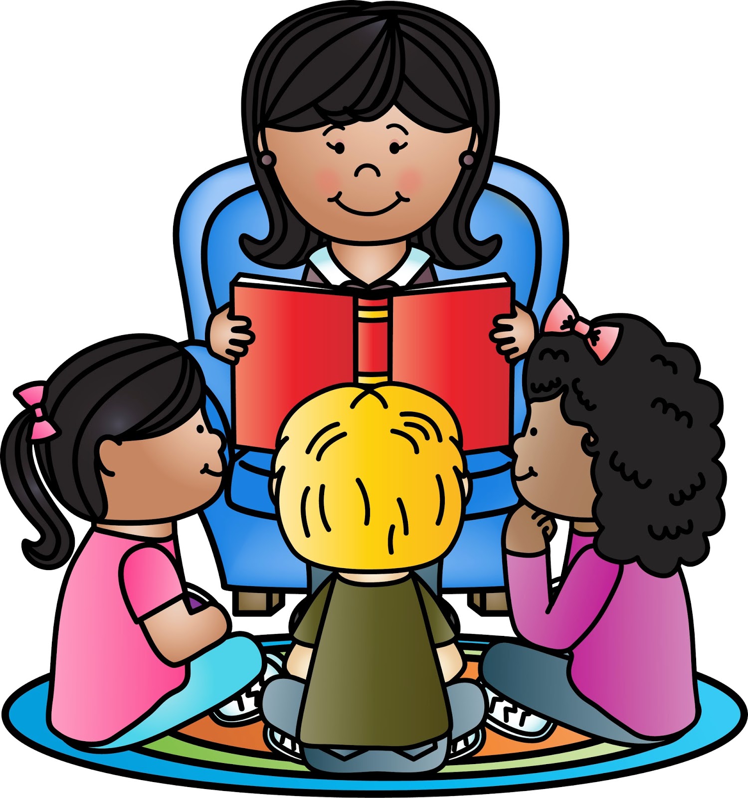 Students reading teacher reading with students clip art clipart