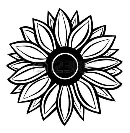Sunflower  black and white sunflower vector black and white clipartfox 4