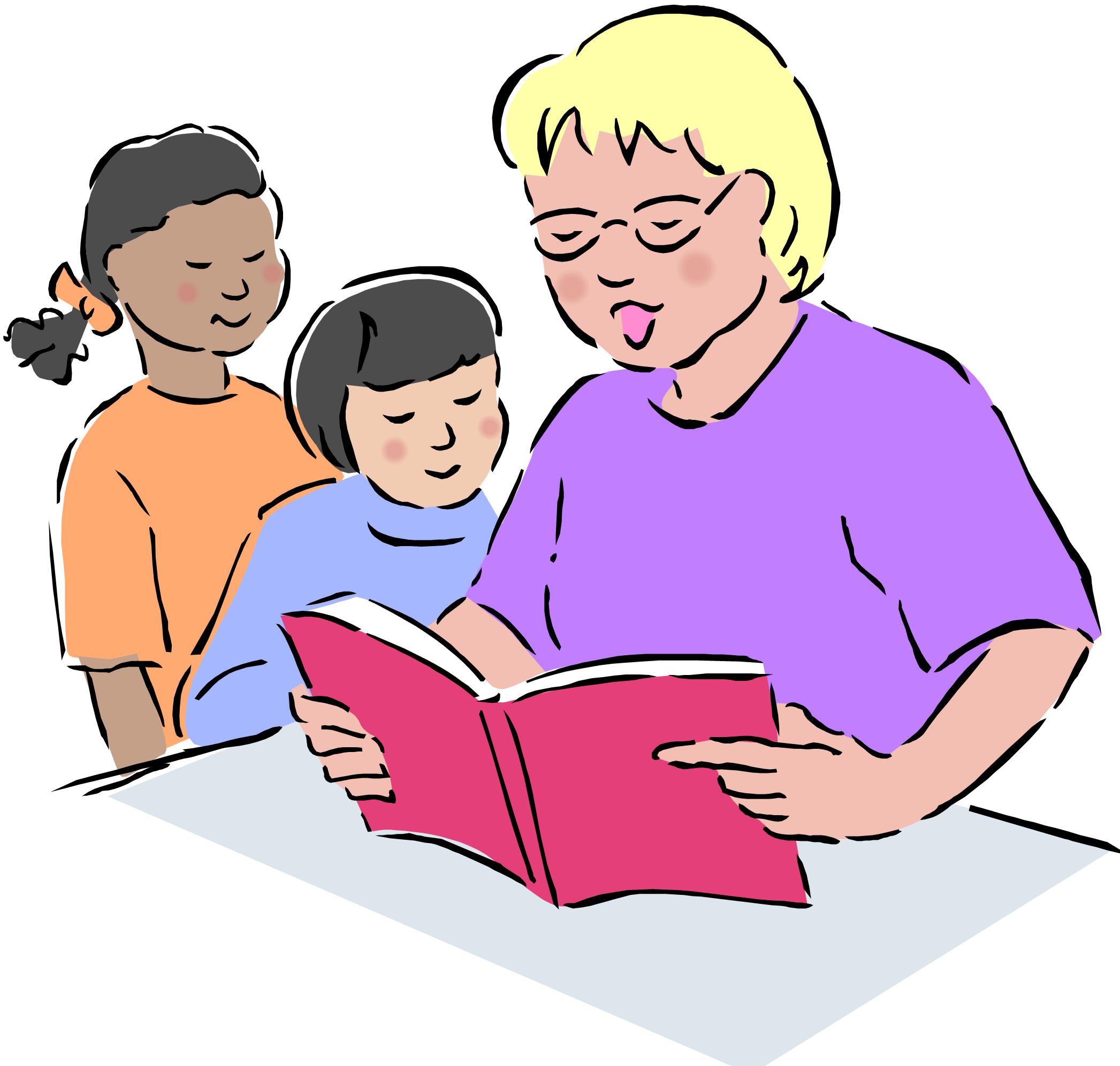 Teacher to students reading clipart 2