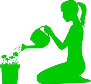 Flowers watering can clipart 2