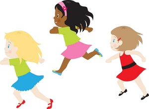 Girl running girls clipart image a group of little running