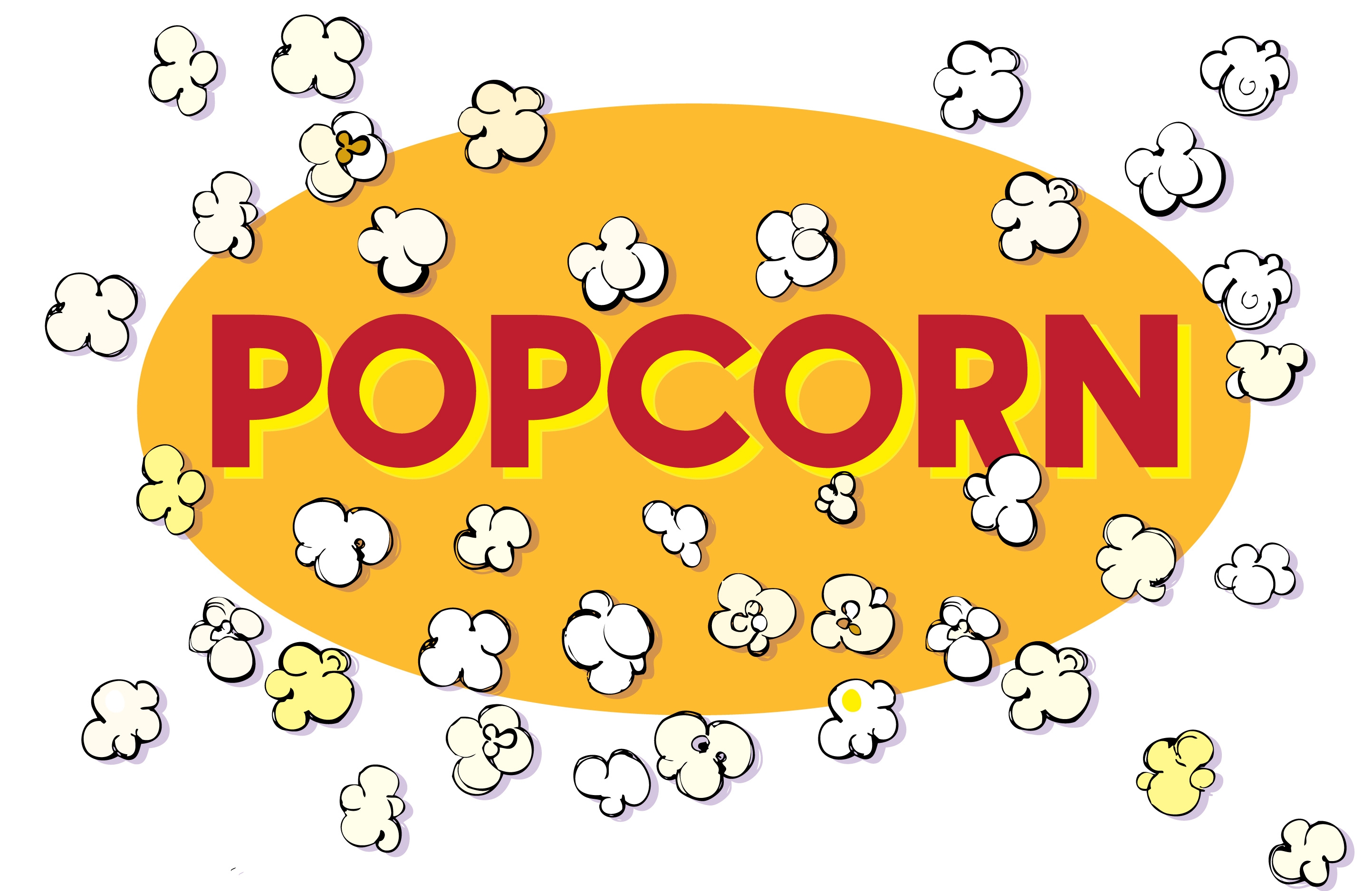 Popcorn  black and white popping popcorn clipart