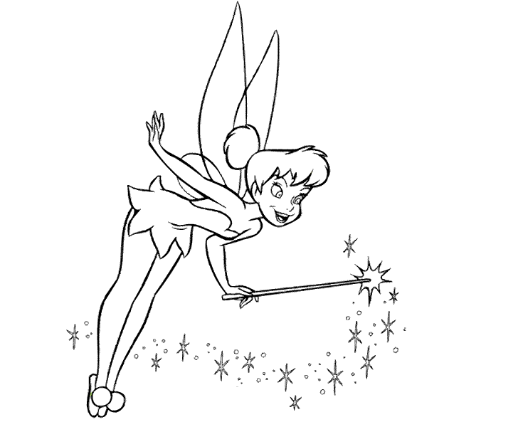 Tinkerbell black and white clipart 2
