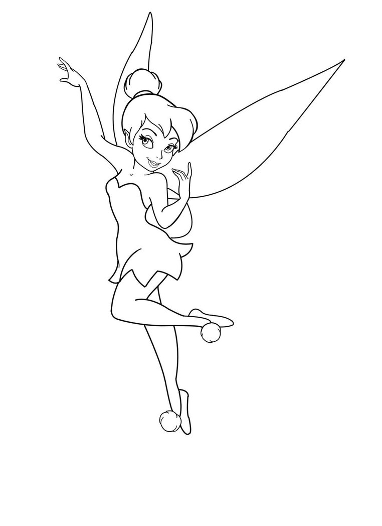 Tinkerbell black and white clipart 3
