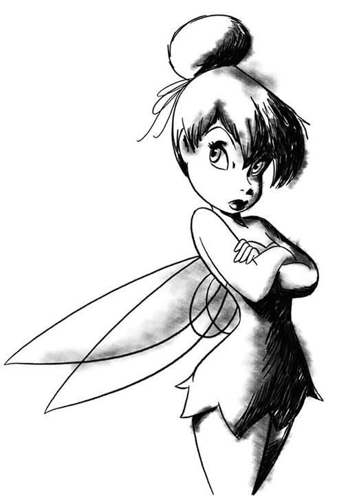 Tinkerbell black and white clipart 5