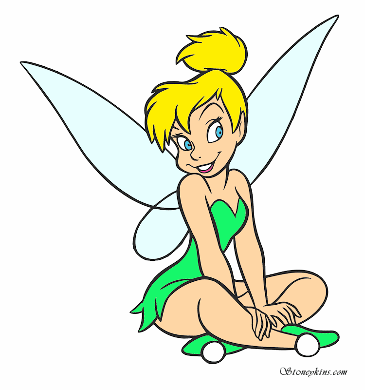 Tinkerbell black and white clipart 6