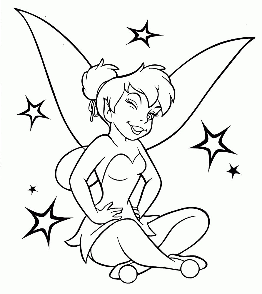 Tinkerbell black and white tinkerbell coloring pages kids 2