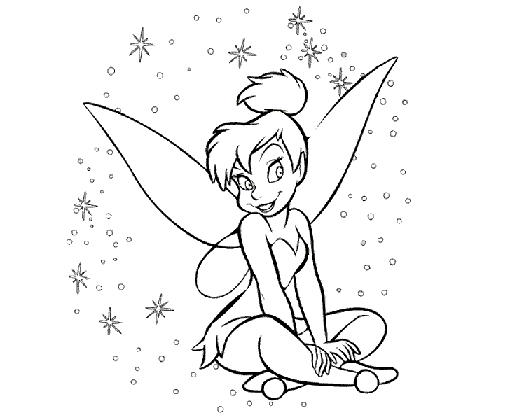 Tinkerbell black and white tinkerbell coloring pages kids 4