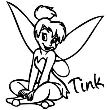 Tinkerbell black and white tinkerbell sit down cartoon decal vinyl car wall laptop