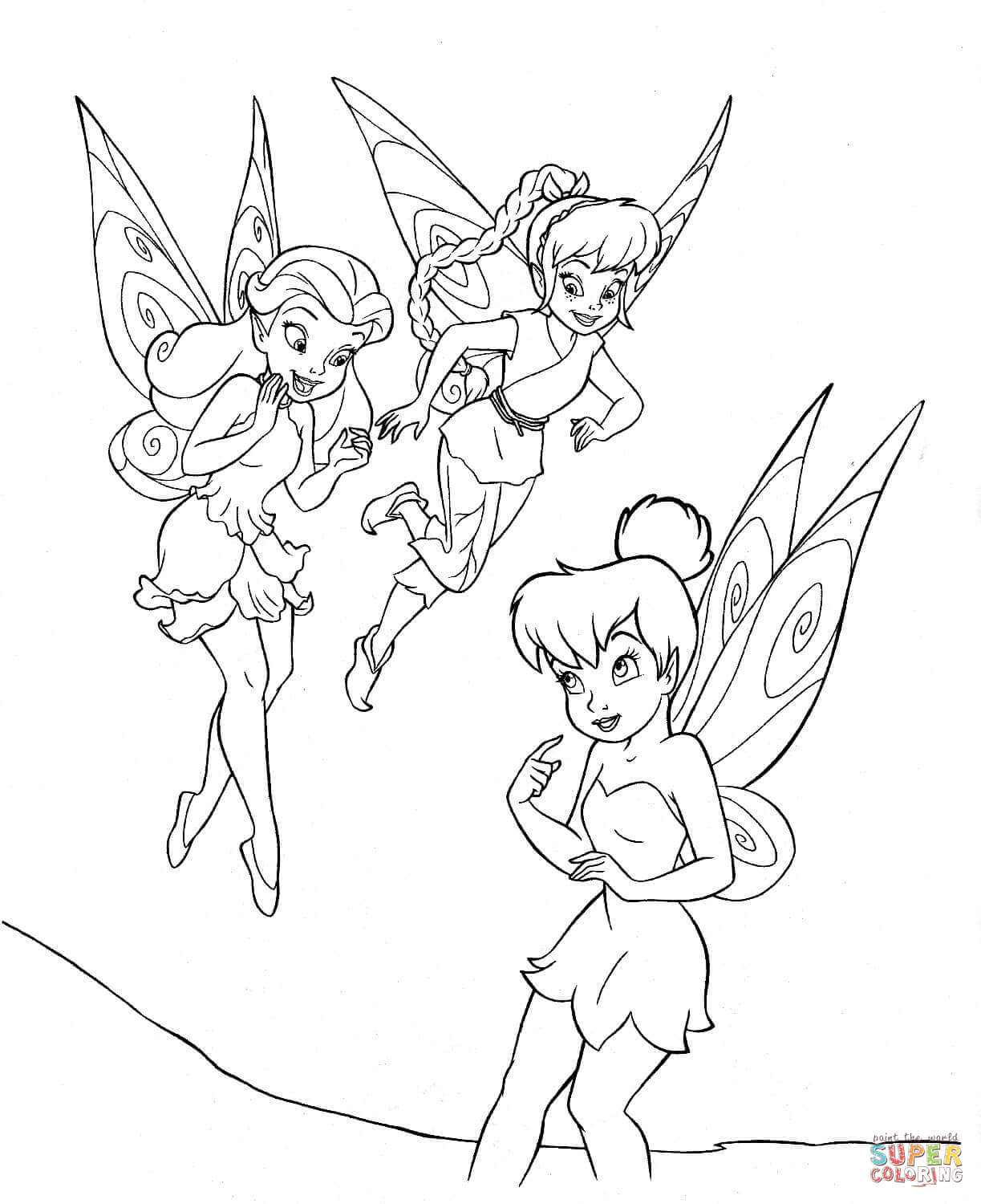 Tinkerbell black and white tinkerbell with friends coloring page free printable coloring pages
