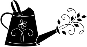 Watering can clipart image black and white silhouette of a