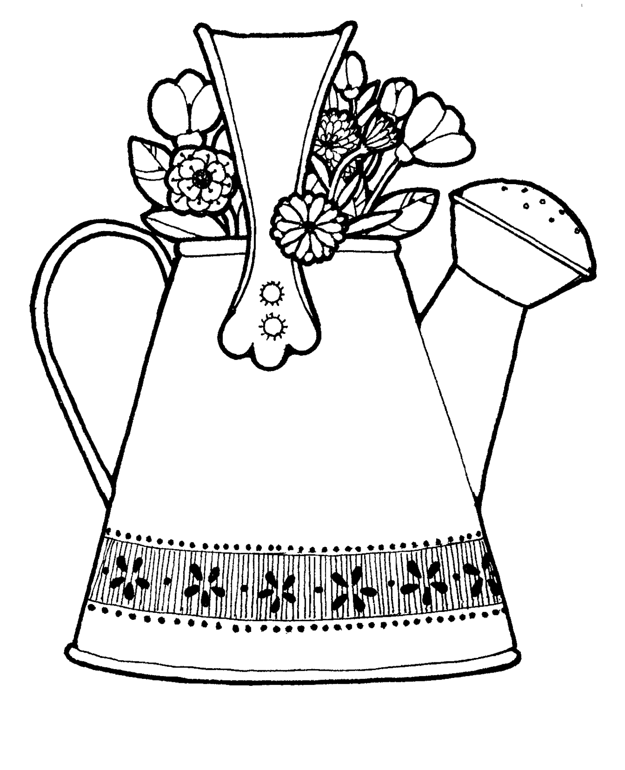 Watering can colouring clipart