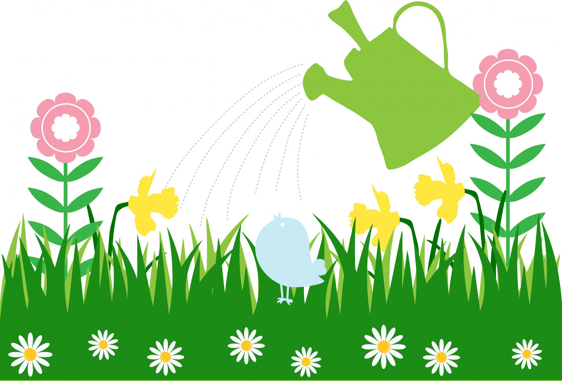 Watering can flowers clip art