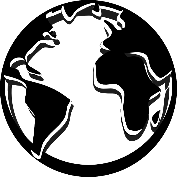 World  black and white globe map clipart black and white free
