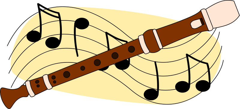 Free flute with music staff clip art