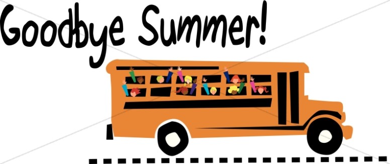 Goodby summer school bus christian education word art clipart