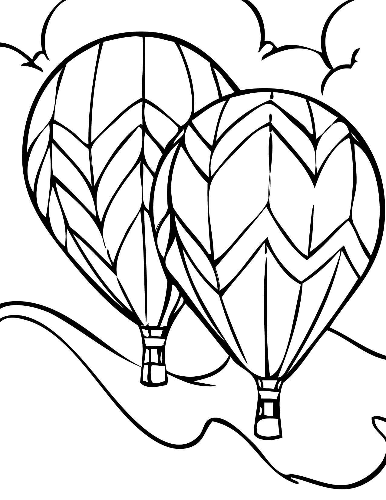 Hot air balloon  black and white hot air balloon pictures to color clipart