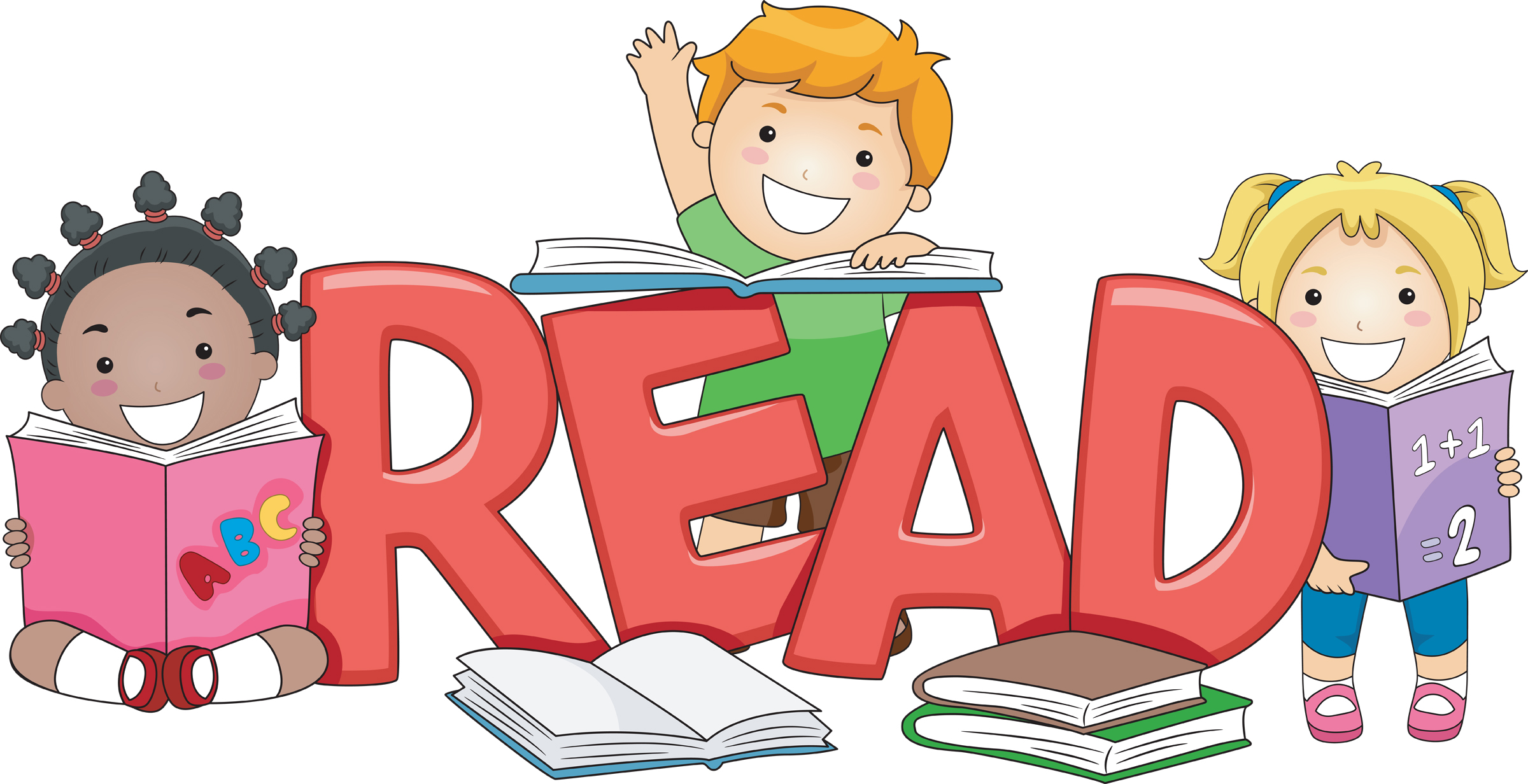 Kid reading reading group clipart 2