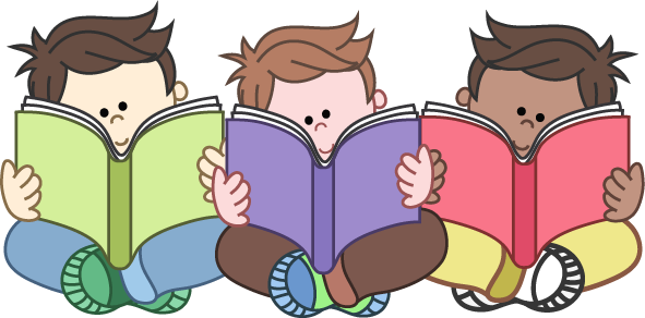 Kid reading reading group clipart
