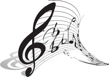 Music staff picture of a treble clef piece music with an abstract staff in clipart