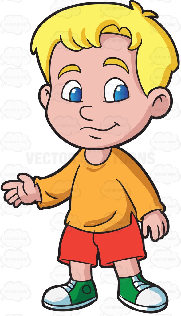 A preschooler boy in sweatshirt and shorts cartoon clipart