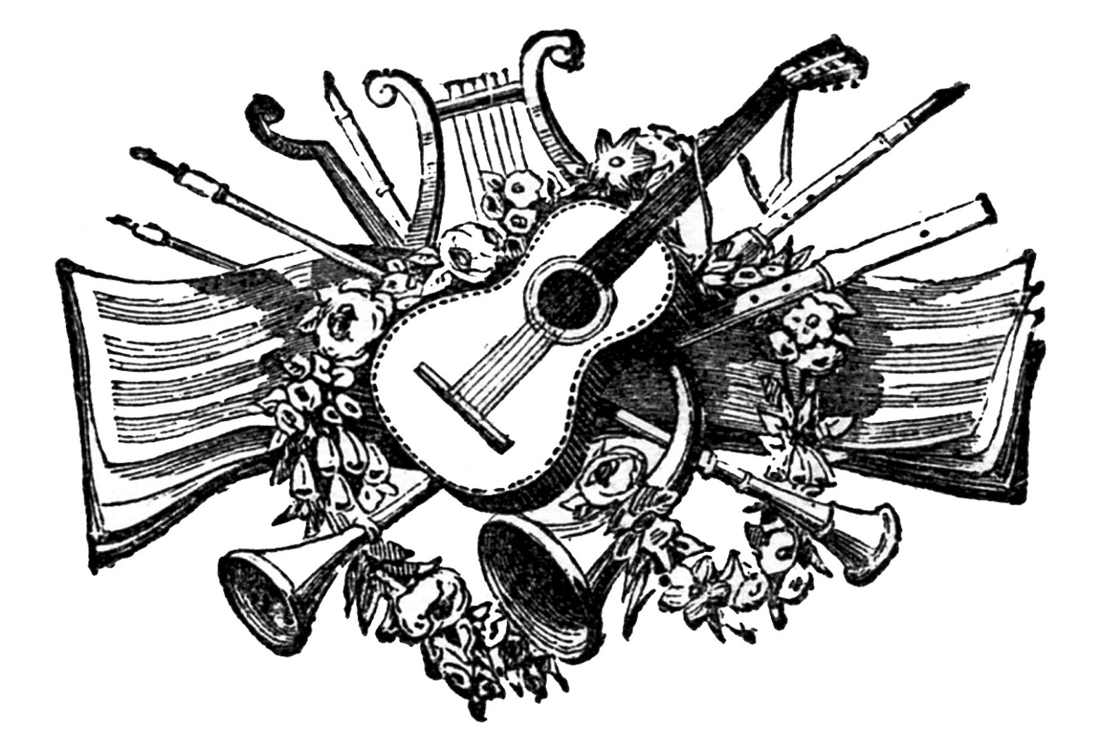 Music  black and white music clipart images