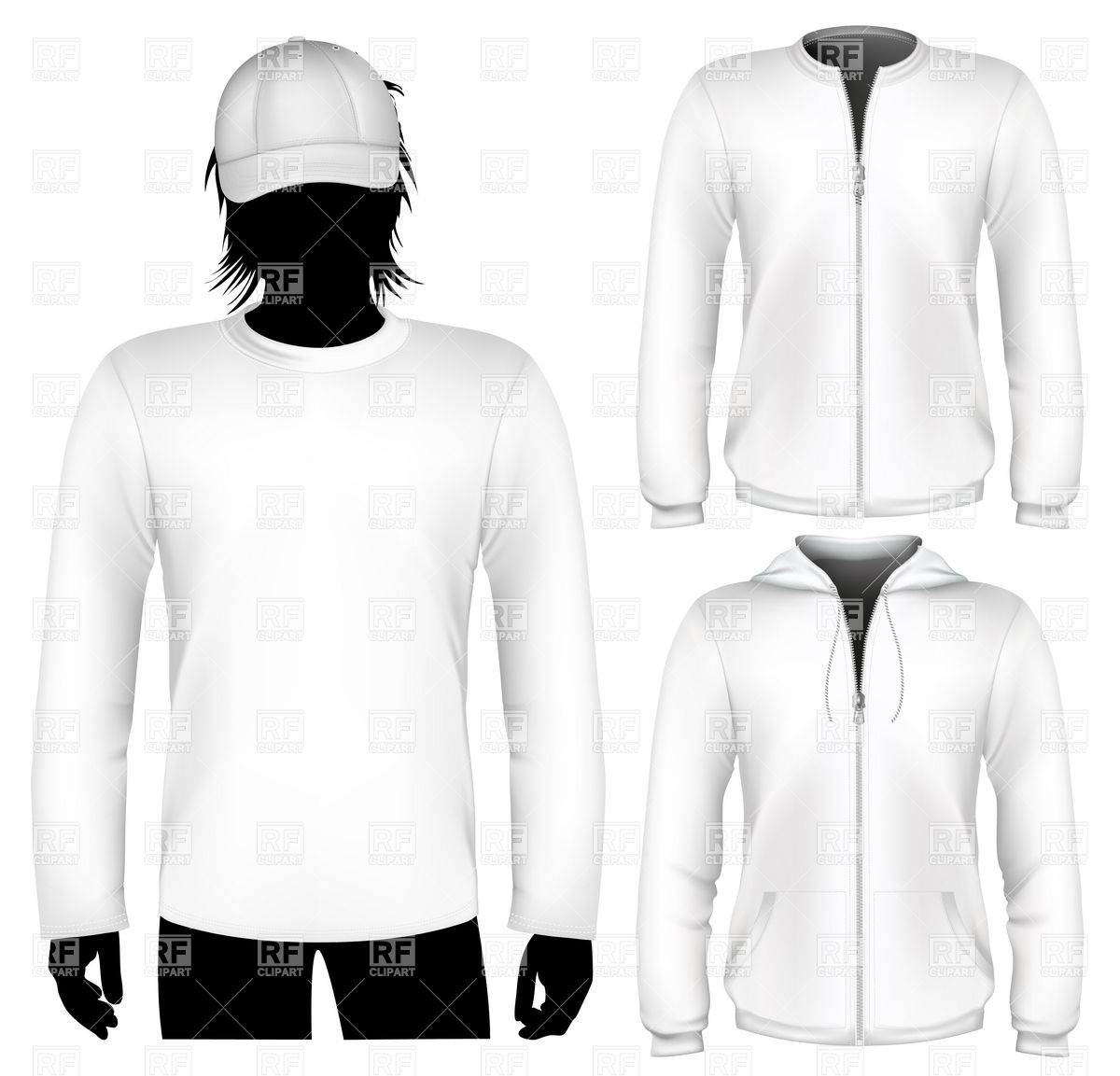 Shirt and sweatshirt with zipper design template vector image clip art