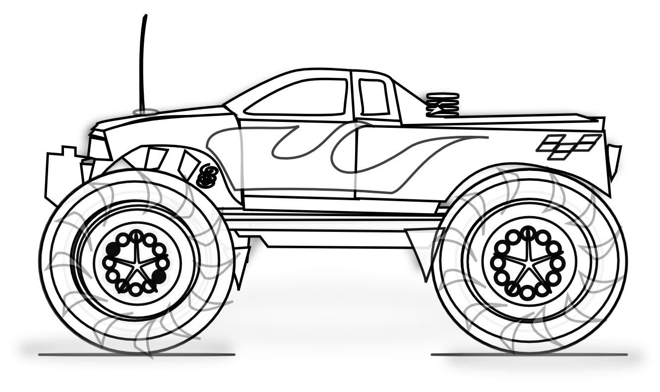 Truck  black and white monster truck black and white clipart 3 wikiclipart