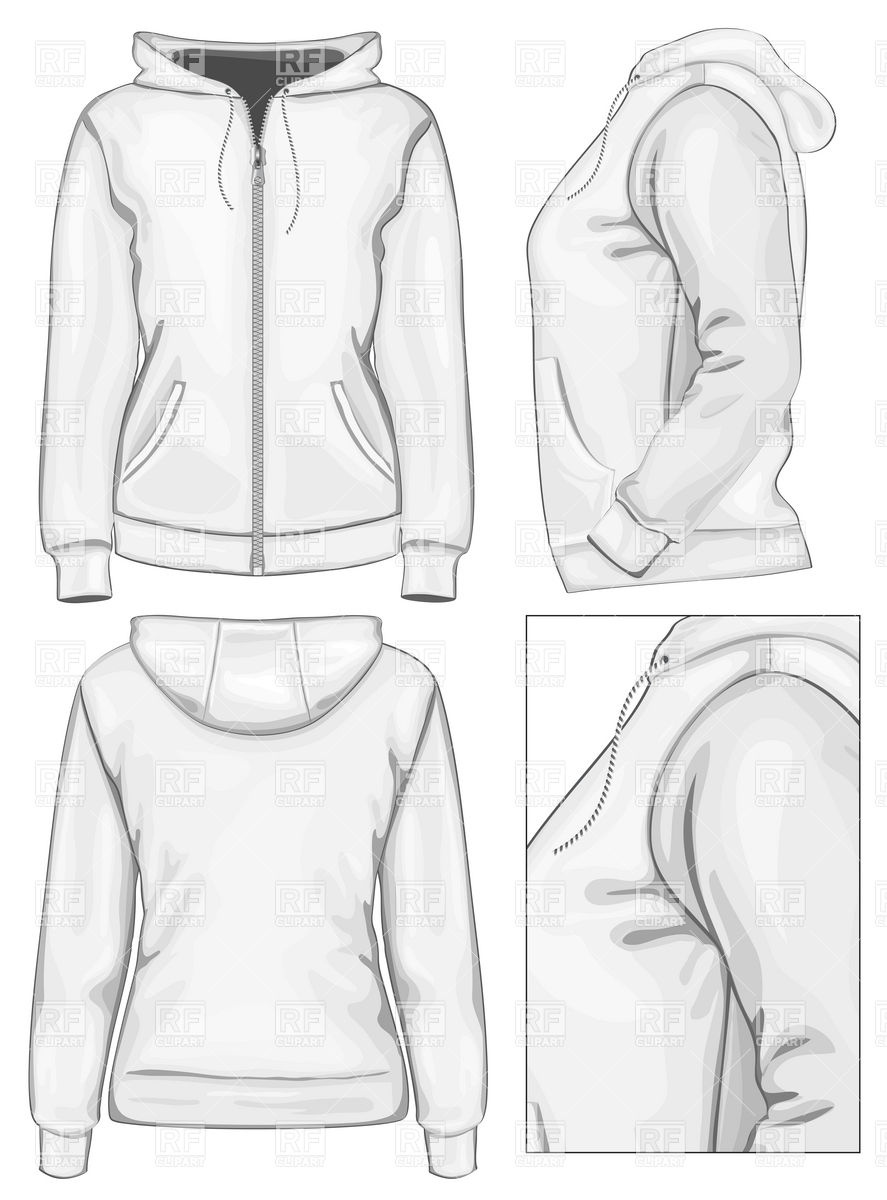 Women'hooded sweatshirt with zipper vector image 6 rfclipart