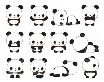 Cute panda digital clip art set for personal andmercial use 2