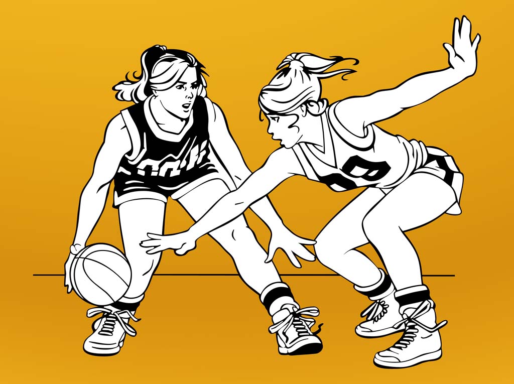 Girls basketball basketball girls vector art clipart
