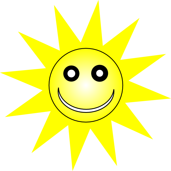 Happy sun smiley happy yellow sun clip art at vector clip art
