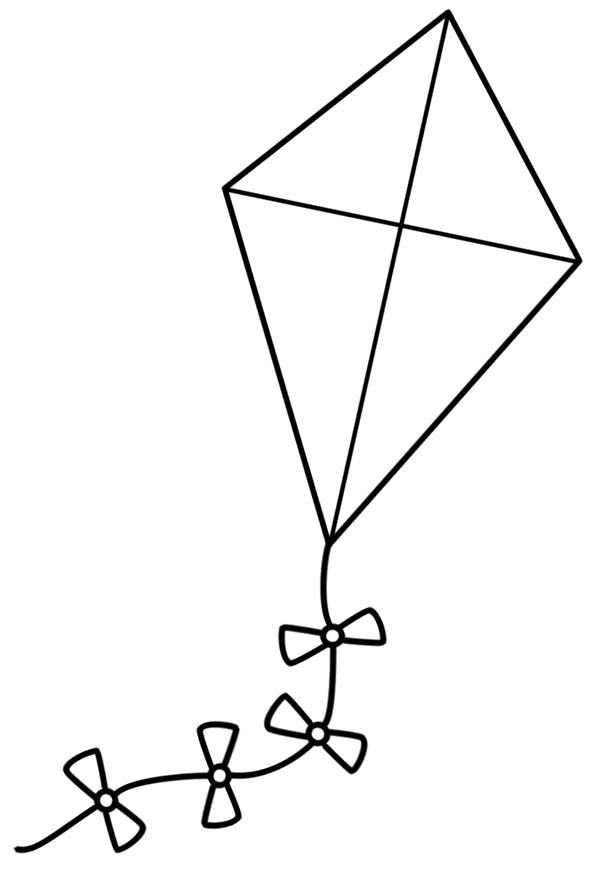 Kite  black and white kite drawing for kids masteri clipart