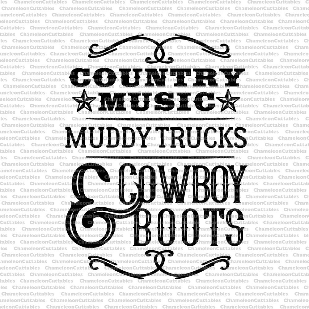 Svg country music muddy trucks cowboy boots western texas clip art