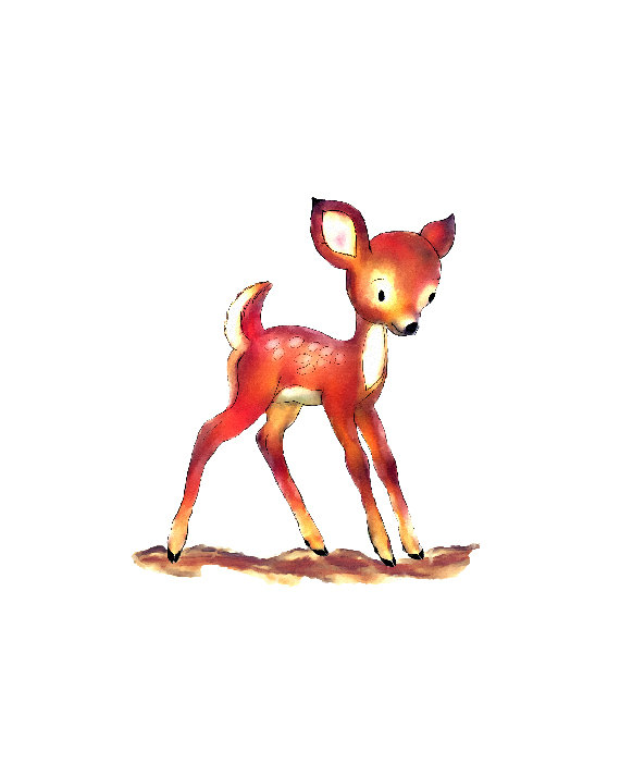 Baby deer watercolor spotted fawn digital clipart