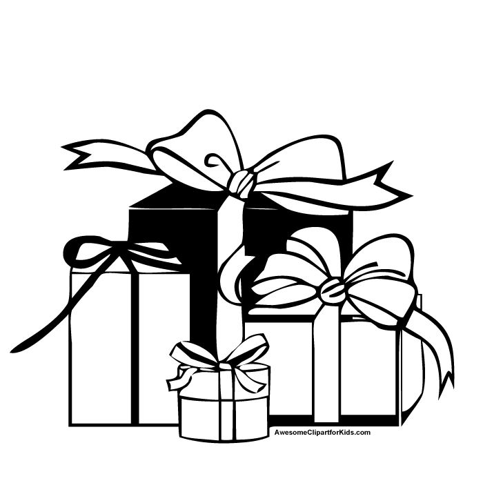 Present  black and white clip art christmas presents free clipart images