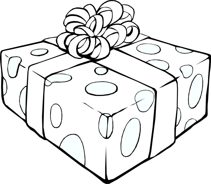 Present  black and white t clipart graphics of beautifully wrapped presents
