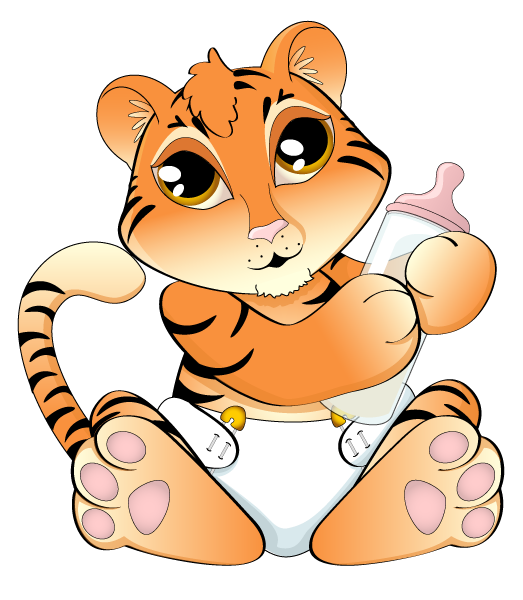 Baby tiger clipart black and white free
