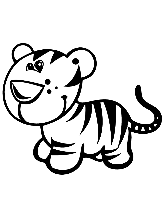 Baby tiger simple cute tiger clipart black and white collection