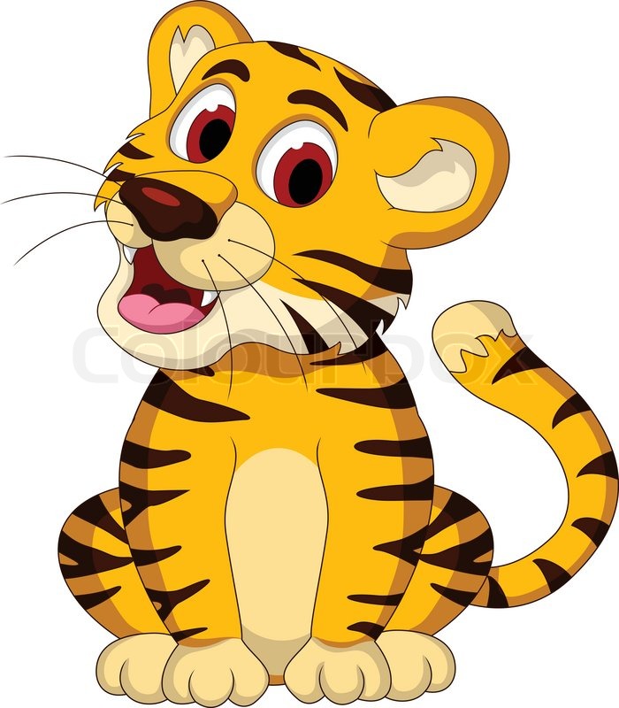 Cute baby tiger sitting stock vector colour clipart