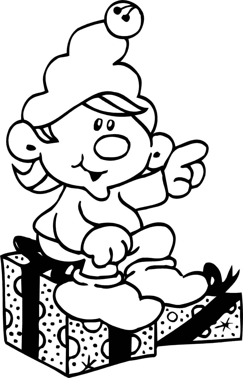 Elf  black and white elf free a christmas elf sitting clipart